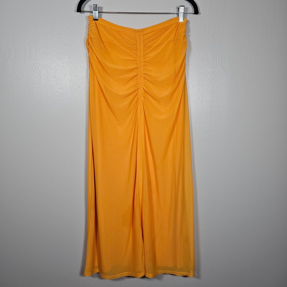 House‎ of Harlow 1960 Orange Ruched Strapless Midi Tube Dress Women's Size Small